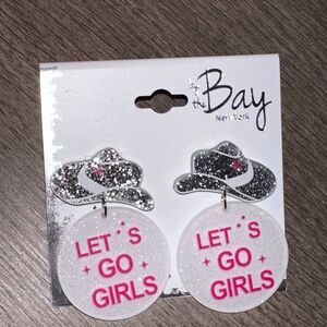 NWT Let's Go Girls Sparkle Earrings pink silver glitter